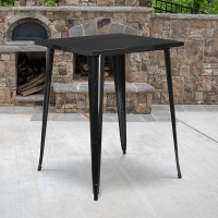 Flash Furniture CH-51040-40-BK-GG 31.5" Square Bar Height Black Metal Indoor-Outdoor Table